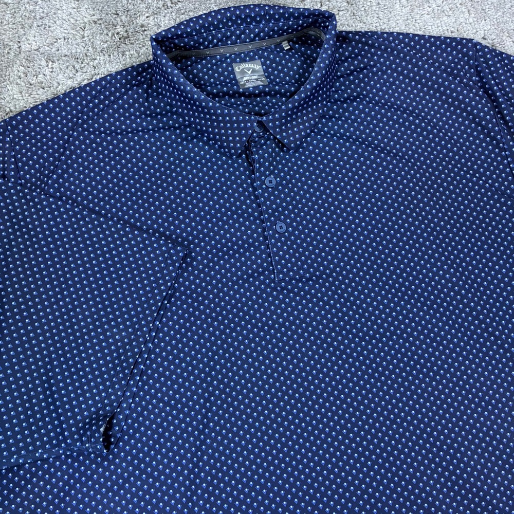 Callaway Opti-Dri Golf Polo Shirt Mens 4XLT Big Tall Navy Micro Print Swing Tech